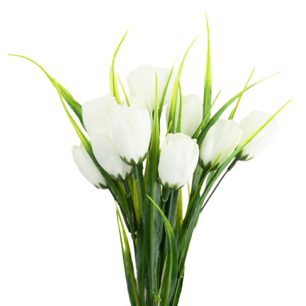 CV35281-1 umělá kytice bílých krokusů, 10 květů, 35 cm, jarní, 5 větviček