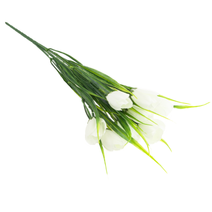 CV35281-1 umělá kytice bílých krokusů, 10 květů, 35 cm, jarní, 5 větviček