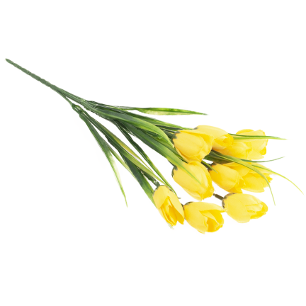 CV35281-2 umělá kytice žlutých krokusů, 10 květů, 35 cm, jarní, 5 větviček