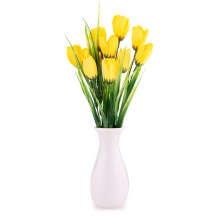 CV35281-2 umělá kytice žlutých krokusů, 10 květů, 35 cm, jarní, 5 větviček