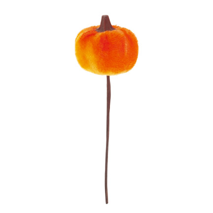 CV36807 umělé dýně na tyčce, velurové, oranžové, na podzim a Halloween, 6 ks