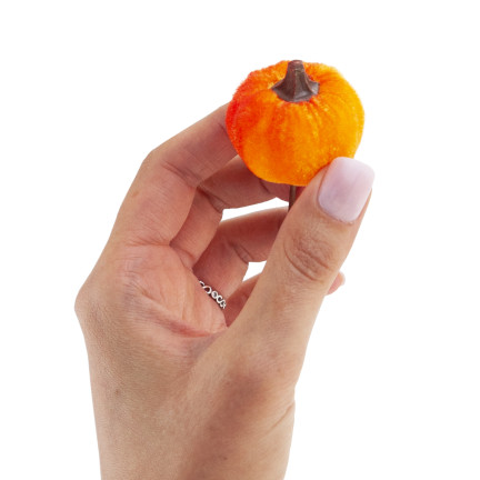CV36807 umělé dýně na tyčce, velurové, oranžové, na podzim a Halloween, 6 ks