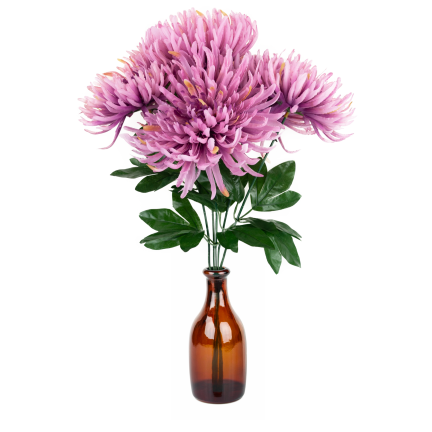 CV41649-mix-2 chryzantémy v kytici, jako živé, umělé chryzantémy, 45 cm, prémiová kvalita