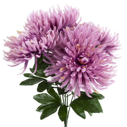 CV41649-mix-2 chryzantémy v kytici, jako živé, umělé chryzantémy, 45 cm, prémiová kvalita