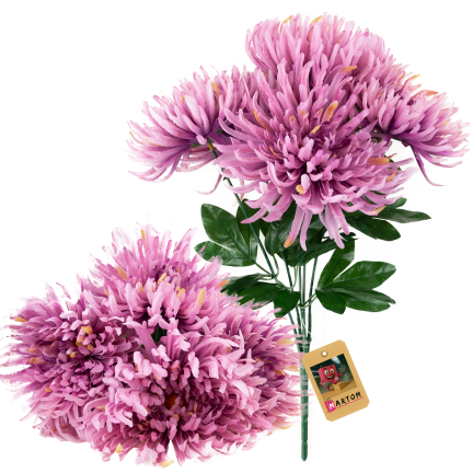 CV41649-mix-2 chryzantémy v kytici, jako živé, umělé chryzantémy, 45 cm, prémiová kvalita
