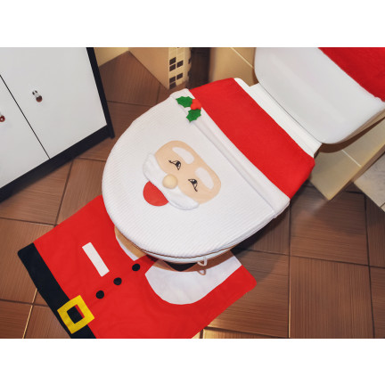 SW62 vánoční koupelnová sada – Santa Claus: kobereček do WC, potah na sedátko