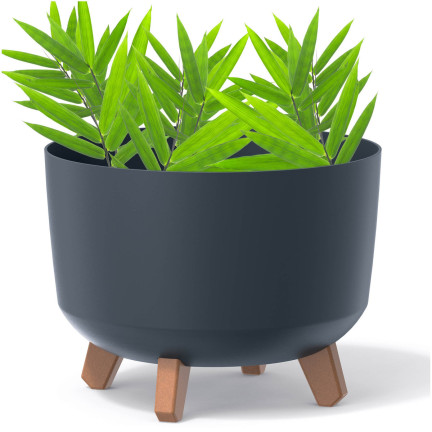 DGTL300L-S433 květináč s odvodněním na nožkách, 30 cm, antracitová trubka, mísa