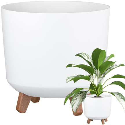 DGTL300L-S449 květináč s odvodněním na nožičkách, 30 cm, trubkový, bílá mísa