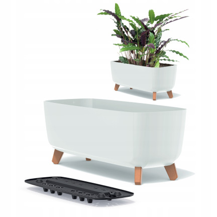 DGCL400-S449 zahradní květináč s krytem na nožičkách, Gracia Case, bílý