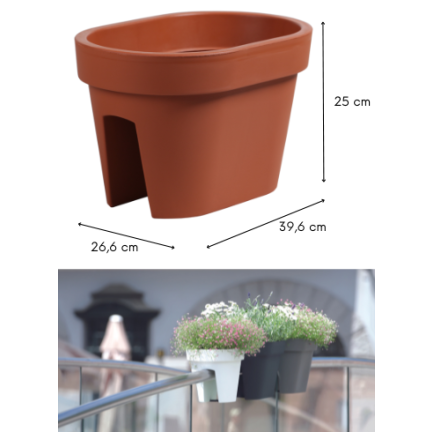 DLOFR400-R624 balkonový květináč z terakoty na zábradlí lofly railing