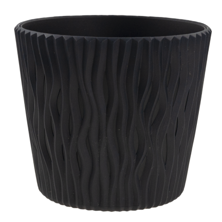 DSR160-S433 květináč, dekorativní prolamovaný obal 16 cm, barva sandy antracit, s vložkou 1,7 l