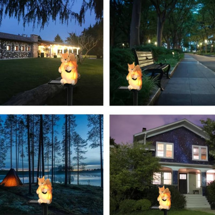 TG71282 solární lampa ve tvaru veverky, zapichovací zahradní LED lampa, solární senzor soumraku