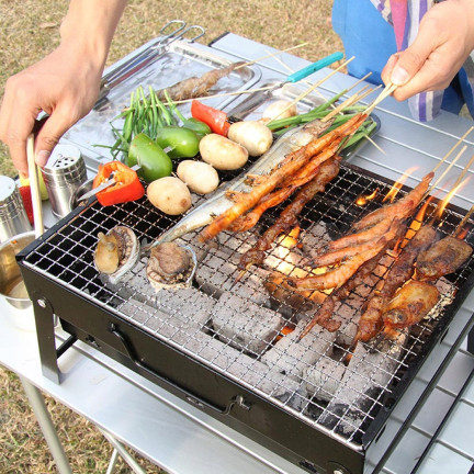 TG71421 zahradní gril na uhlí, přenosný skládací kufřík, turistický gril na kempování