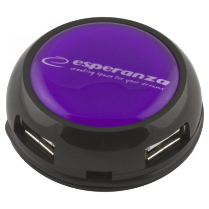 ES272F USB 2.0 rozbočovač se 4 porty, yoyo, fialový
