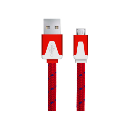 EB176R Esperanza kabel micro USB 2.0 A-B M/M 1,0 m, plochý, opletený, červený