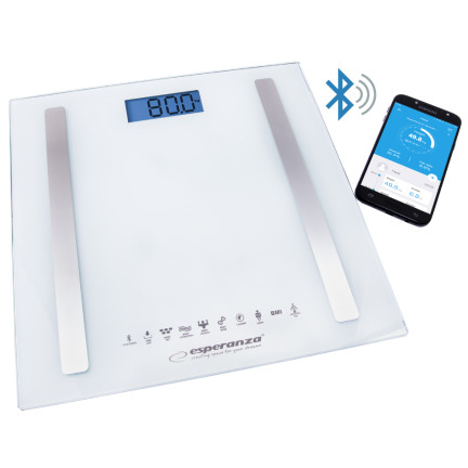 EBS016W Esperanza – koupelnová váha 8 v 1 s
funkcí Bluetooth b.fit, bílá