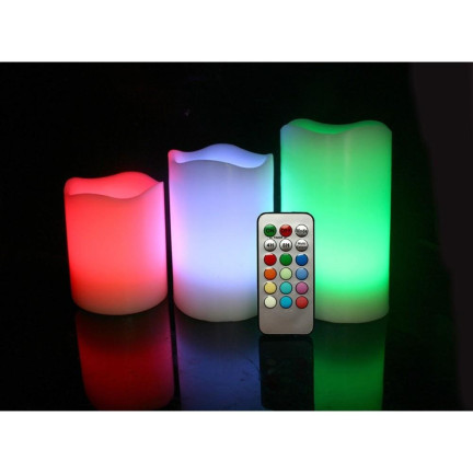 OO68 LED svíčky na dálkové ovládání, sada 3 ks, RGB