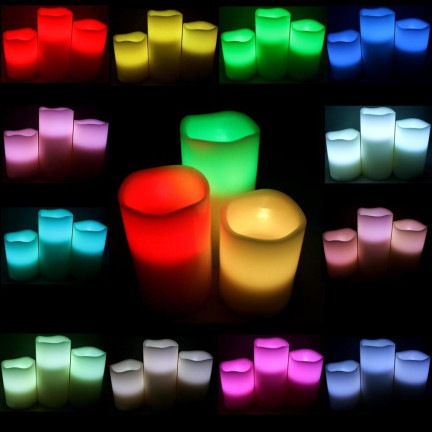 OO68 LED svíčky na dálkové ovládání, sada 3 ks, RGB