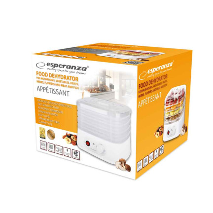 EKD004 sušička na houby, ovoce, zeleninu a bylinky, výkonná 250 W, Esperanza EKD004