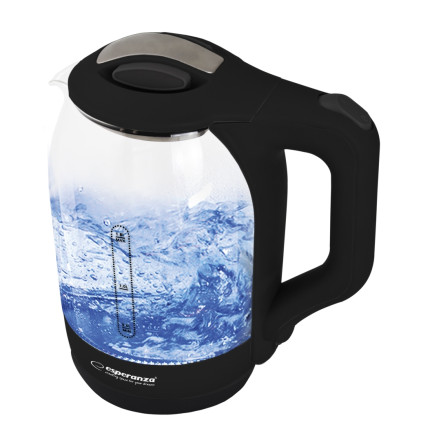 EKK025K Esperanza skleněná elektrická konvice Yukon 1,7 l, černá