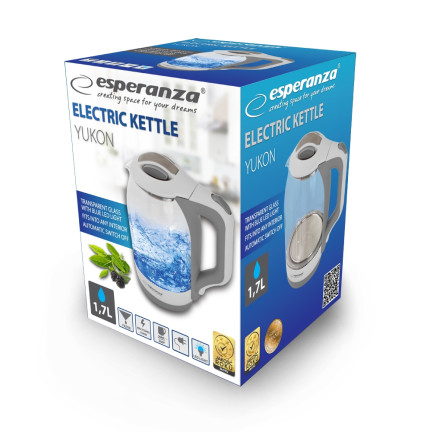 EKK025W skleněná elektrická konvice s LED podsvícením, 1,7 l