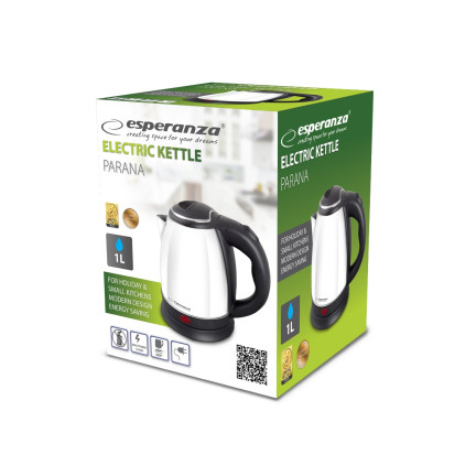 EKK028W bezdrátová elektrická konvice z oceli, 1 l, 1350 W, bílá