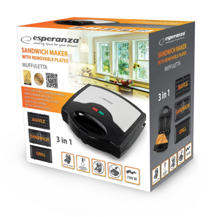 EKT005 opékač vaflí, gril a sendvičovač 3 v 1, turbo, 700 W