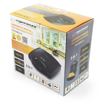 EKT006K – sendvičovač, vaflovač a gril 3 v 1, turbo, 700 W