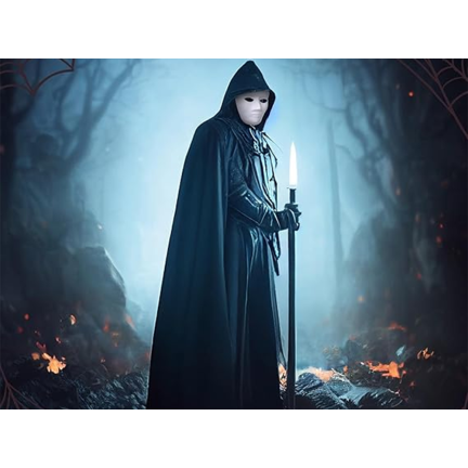 Plášť s kapucí, černý, pro čarodějku, pro upíra, halloweenský kostým, univerzální