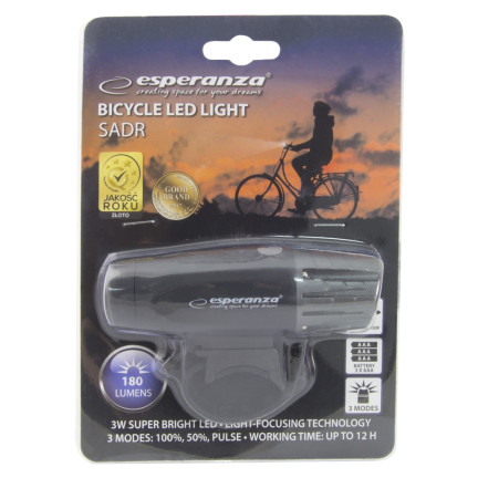 EOT017 přední LED světlo na kolo, 180 lumenů, 3 režimy, sadr