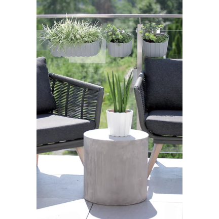 DDECZ400-S449 květináč, truhlík, oválný balkonový truhlík na zábradlí, s háčky, bílý