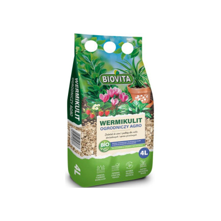 Zahradní vermikulit, přísada do substrátu, prokypření substrátu, Biovita, 4 l, 1–5 mm
