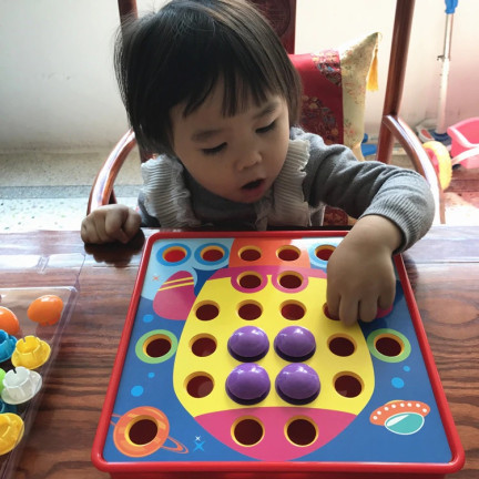 TG67283 skládanka s knoflíky, vzdělávací mozaika, houbičky, puzzle, špendlíky, montessori hra