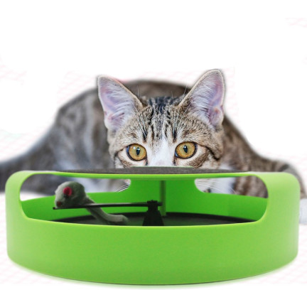 CAT0526 hračka pro kočky – kolečko s myškou, škrabadlo ve tvaru myšky, 25 cm