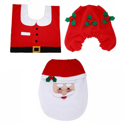 SW62 vánoční koupelnová sada – Santa Claus: kobereček do WC, potah na sedátko
