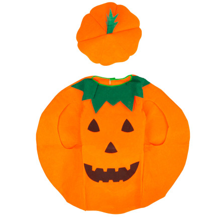 Halloweenský kostým, kostým dýně, oranžový, dětský, velikost M, sada