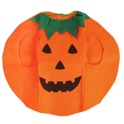 Kostým ve tvaru dýně, z netkané textilie, oranžový, s motivem dýně, dětský halloweenský kostým, velikost S, komplet