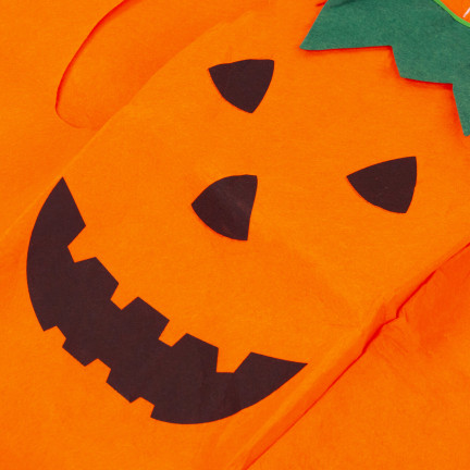 Kostým ve tvaru dýně, z netkané textilie, oranžový, s motivem dýně, dětský halloweenský kostým, velikost S, komplet