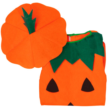 Halloweenský kostým, kostým dýně, oranžový, dětský, velikost M, sada