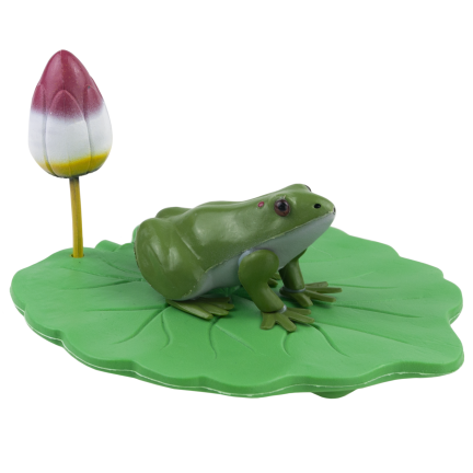 IM037 plastová dekorativní žába na tulipánovém listu do jezírka