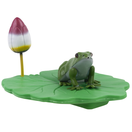 IM037 plastová dekorativní žába na tulipánovém listu do jezírka