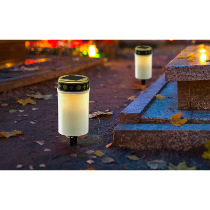 TG80339-1 solární LED svíčka, hrobní lucerna, soška na hřbitov, teplé světlo