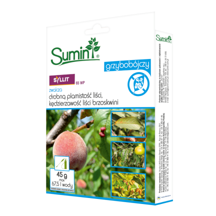 SUM21 syllit 65 wp 45 g, fungicid Sumin, kudrnatost broskvoní, skvrnitost listů, strupovitost