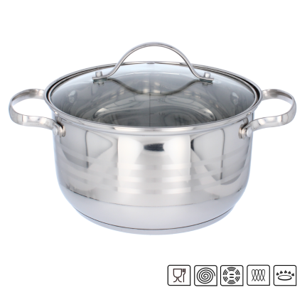 KIR2537 NEREZOVÝ HRNEC 3L S POKLICÍ 20CM INDUKCE