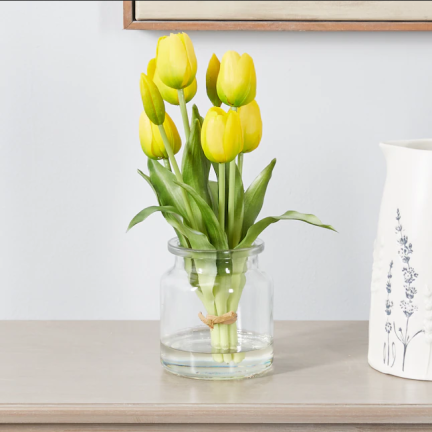 CV17690-3 kytice silikonových tulipánů, 3 ks, luxusní žluté tulipány, jako živé