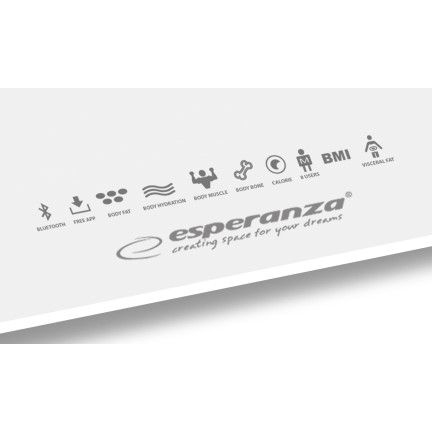 EBS016W Esperanza – koupelnová váha 8 v 1 s
funkcí Bluetooth b.fit, bílá