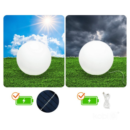 TG45639 solární kulová zahradní lampa LED bílá + RGB 20 cm
