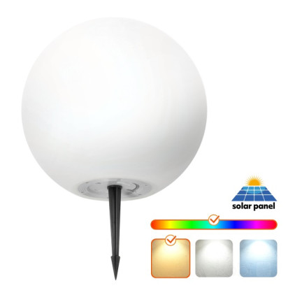 TG45639 solární kulová zahradní lampa LED bílá + RGB 20 cm