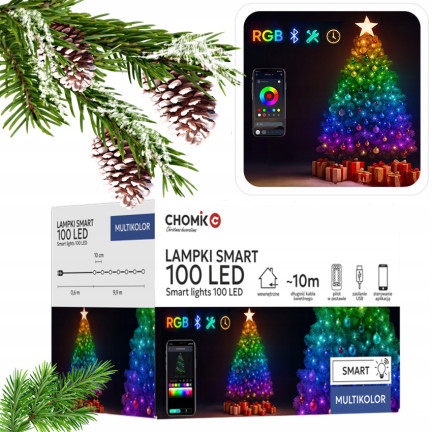 Chytré LED vánoční světýlka, 100 l, vícebarevná, s dálkovým ovládáním, USB, 10 + 0,6 m
