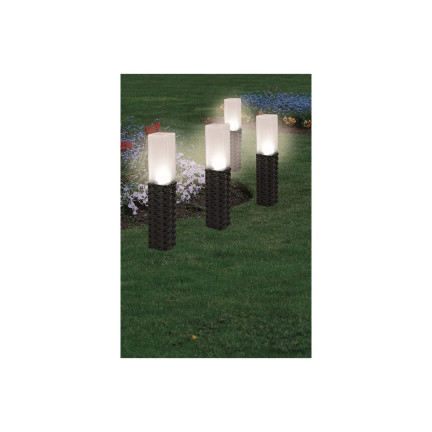 TG66774 solární zahradní lampa, ratan, ratanové LED lampičky (4 ks), solární zapichovací sloupek